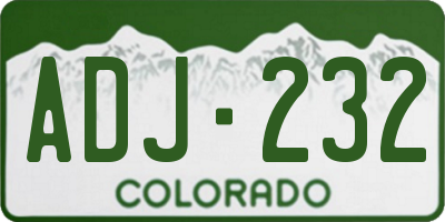 CO license plate ADJ232