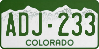 CO license plate ADJ233