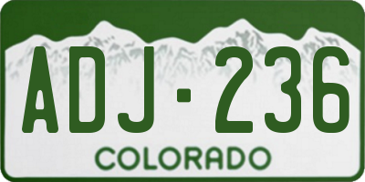 CO license plate ADJ236