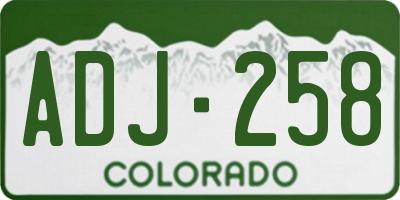 CO license plate ADJ258