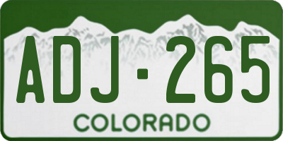 CO license plate ADJ265