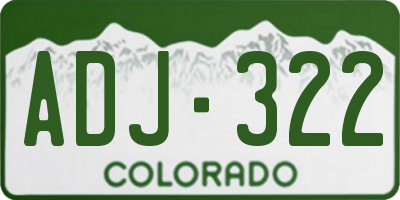 CO license plate ADJ322