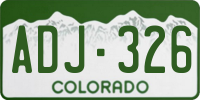 CO license plate ADJ326