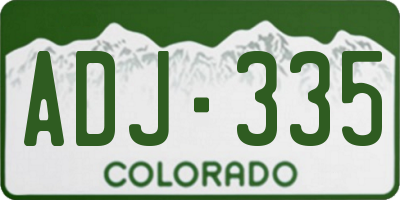 CO license plate ADJ335