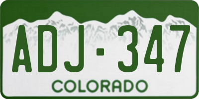 CO license plate ADJ347