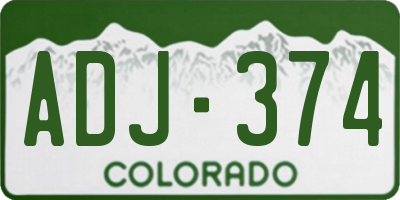 CO license plate ADJ374