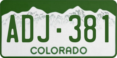 CO license plate ADJ381