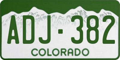 CO license plate ADJ382