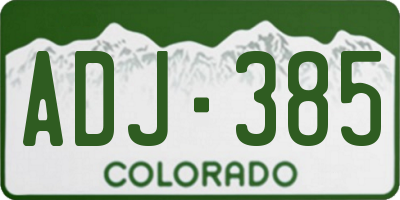 CO license plate ADJ385
