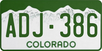 CO license plate ADJ386