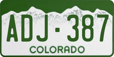 CO license plate ADJ387