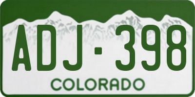 CO license plate ADJ398