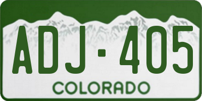 CO license plate ADJ405