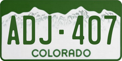 CO license plate ADJ407