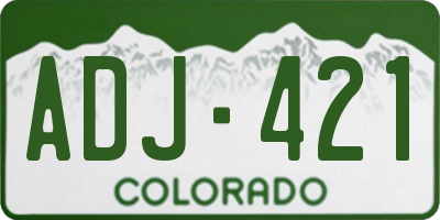 CO license plate ADJ421