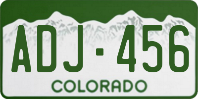 CO license plate ADJ456