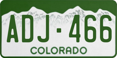 CO license plate ADJ466