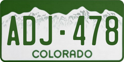 CO license plate ADJ478