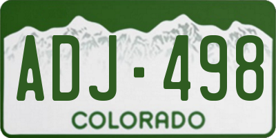 CO license plate ADJ498