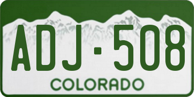 CO license plate ADJ508