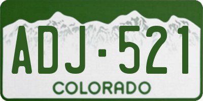 CO license plate ADJ521