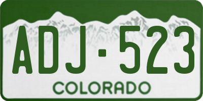 CO license plate ADJ523