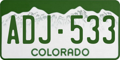 CO license plate ADJ533