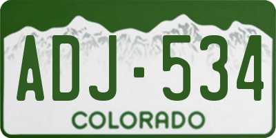 CO license plate ADJ534