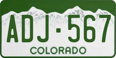 CO license plate ADJ567