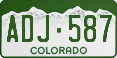 CO license plate ADJ587