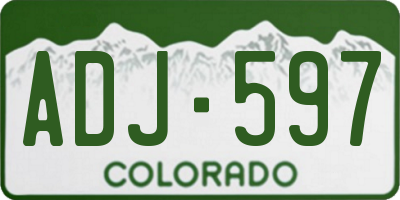 CO license plate ADJ597