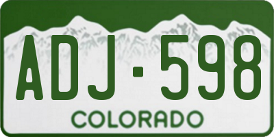 CO license plate ADJ598