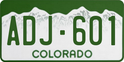 CO license plate ADJ601