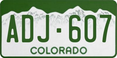 CO license plate ADJ607