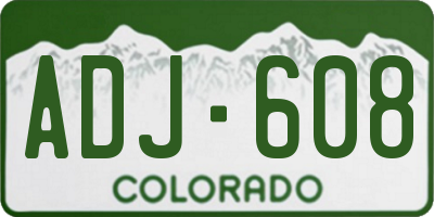 CO license plate ADJ608