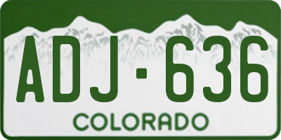 CO license plate ADJ636