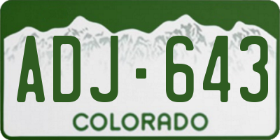 CO license plate ADJ643