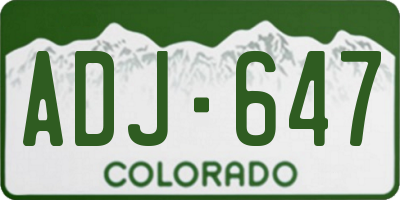 CO license plate ADJ647