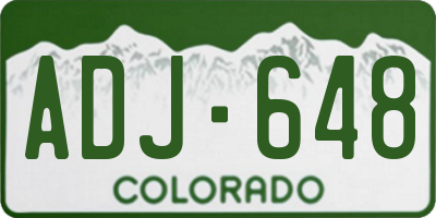 CO license plate ADJ648