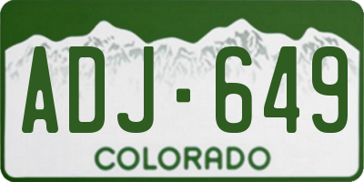 CO license plate ADJ649