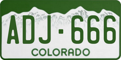 CO license plate ADJ666