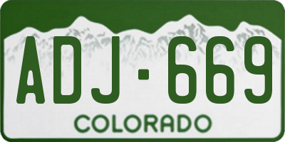 CO license plate ADJ669