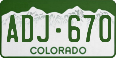 CO license plate ADJ670