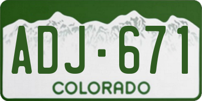 CO license plate ADJ671