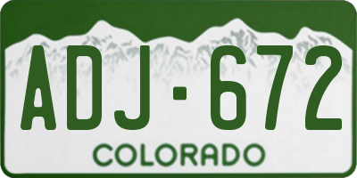 CO license plate ADJ672