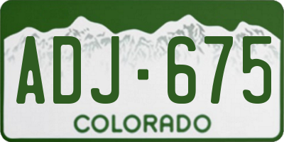 CO license plate ADJ675