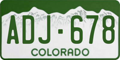 CO license plate ADJ678