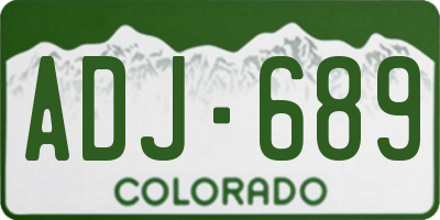 CO license plate ADJ689