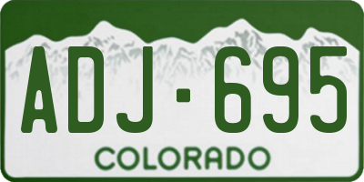 CO license plate ADJ695