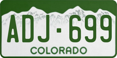 CO license plate ADJ699